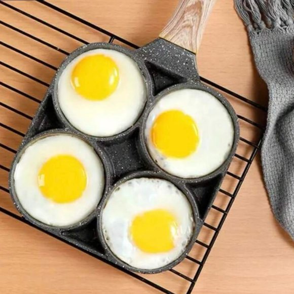 BreakFastMate 4 Hole Non-stick Frying Pan for Egg, Pancake, Steak, omelet - Picture 4 of 5